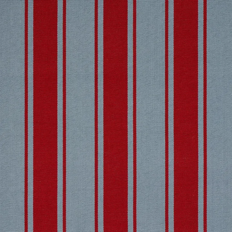 Schumacher 82272 Tangier Stripe Teal & Red fabric swatch