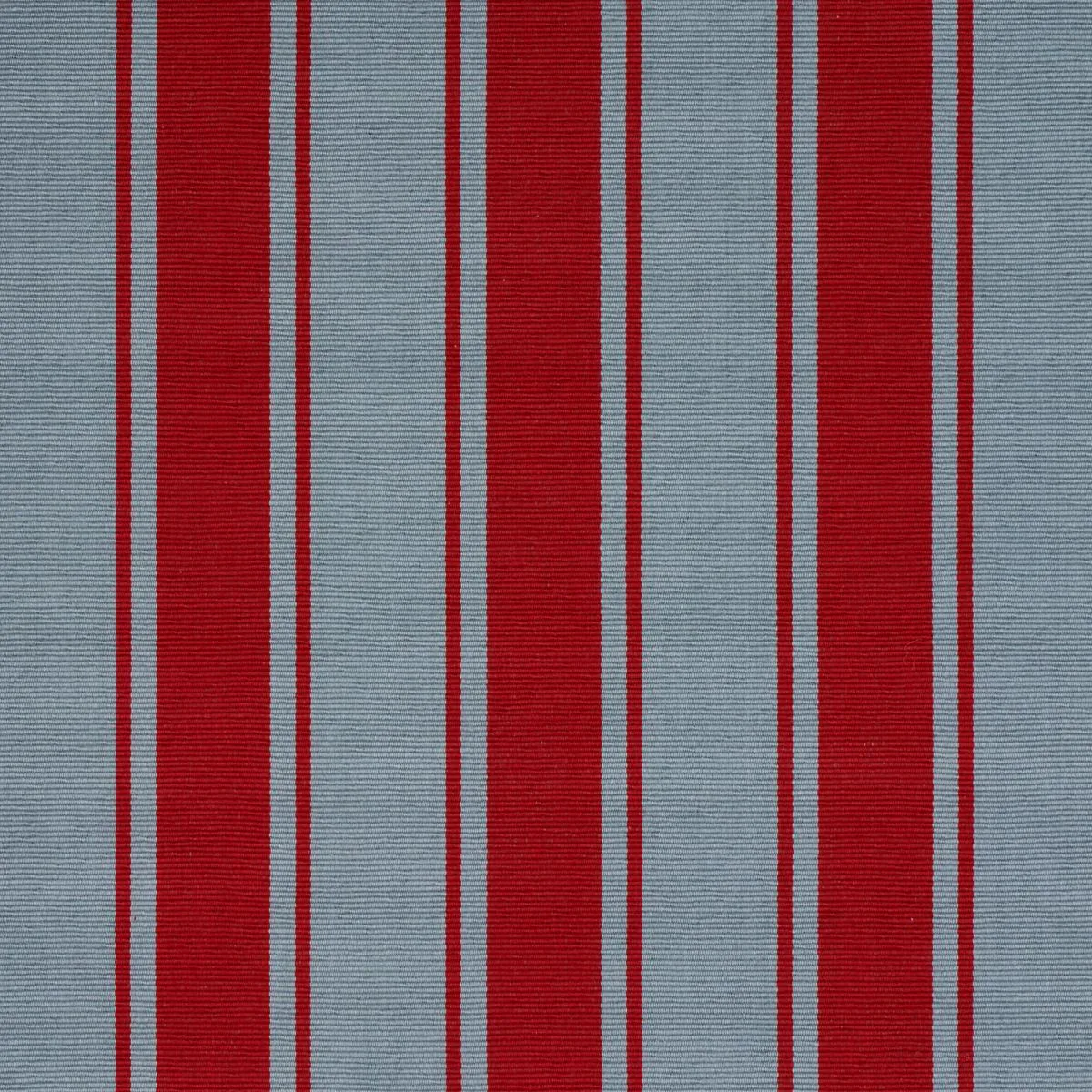 Schumacher 82272 Tangier Stripe Teal & Red fabric swatch