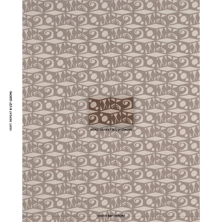 Schumacher 182760 Tarot Hand Block Brown fabric swatch
