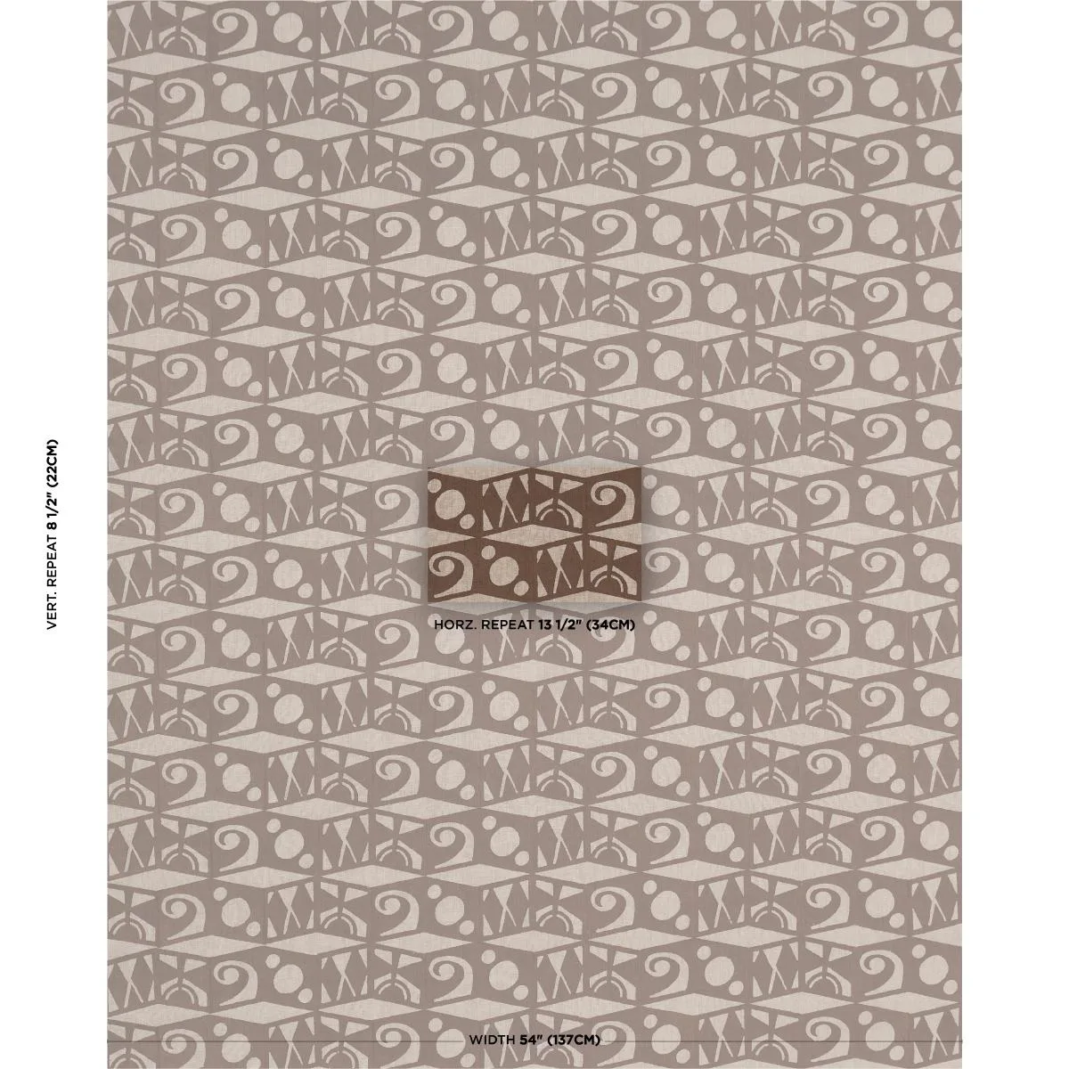 Schumacher 182760 Tarot Hand Block Brown fabric swatch