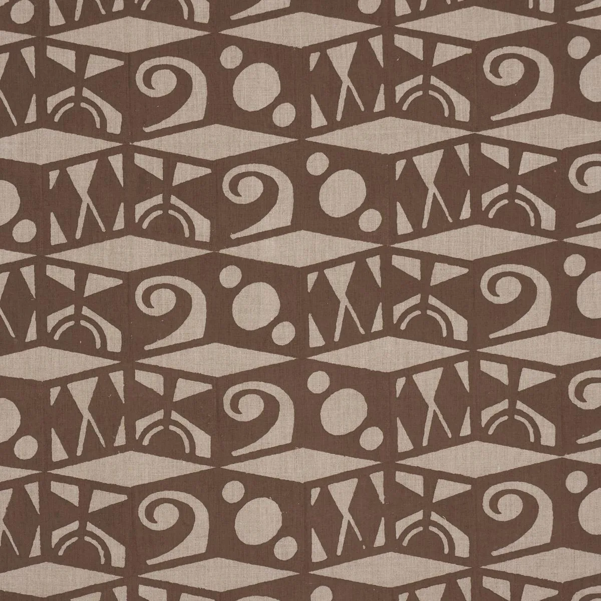 Schumacher 182760 Tarot Hand Block Brown fabric swatch