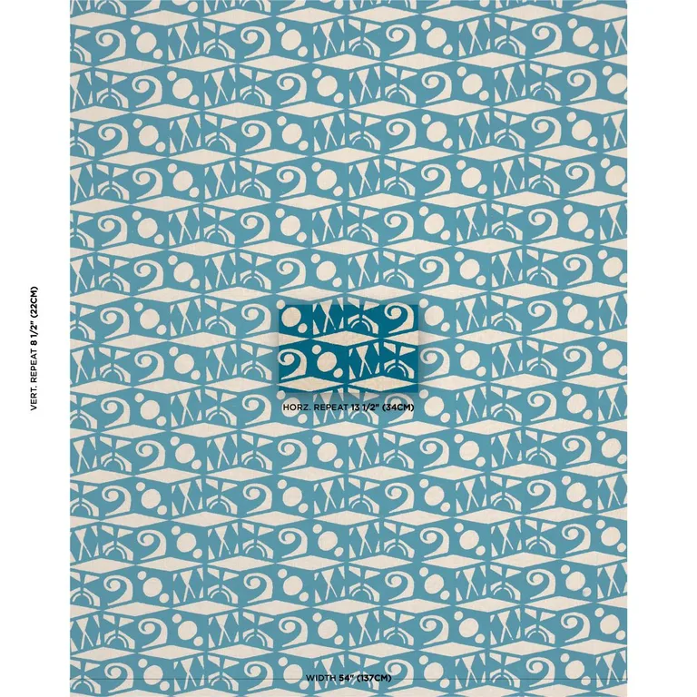 Schumacher 182761 Tarot Hand Block Mineral Blue fabric swatch
