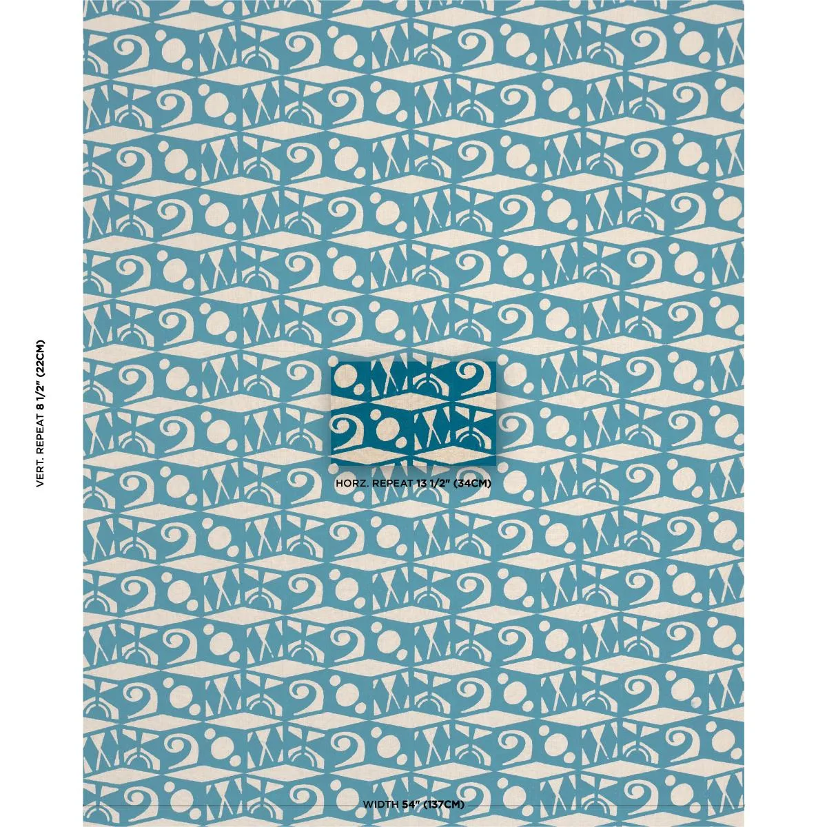 Schumacher 182761 Tarot Hand Block Mineral Blue fabric swatch