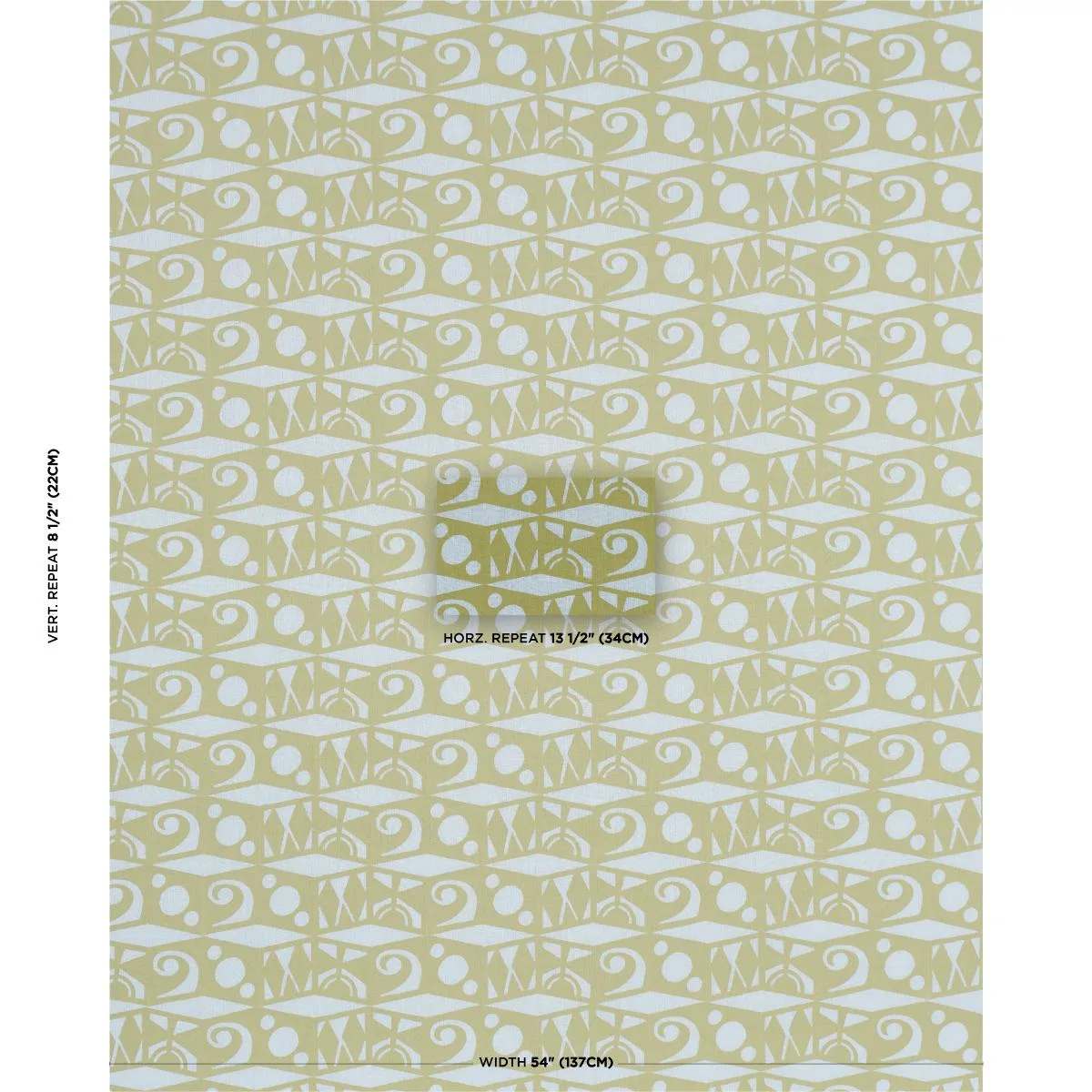 Schumacher 182762 Tarot Hand Block Sky & Green fabric swatch