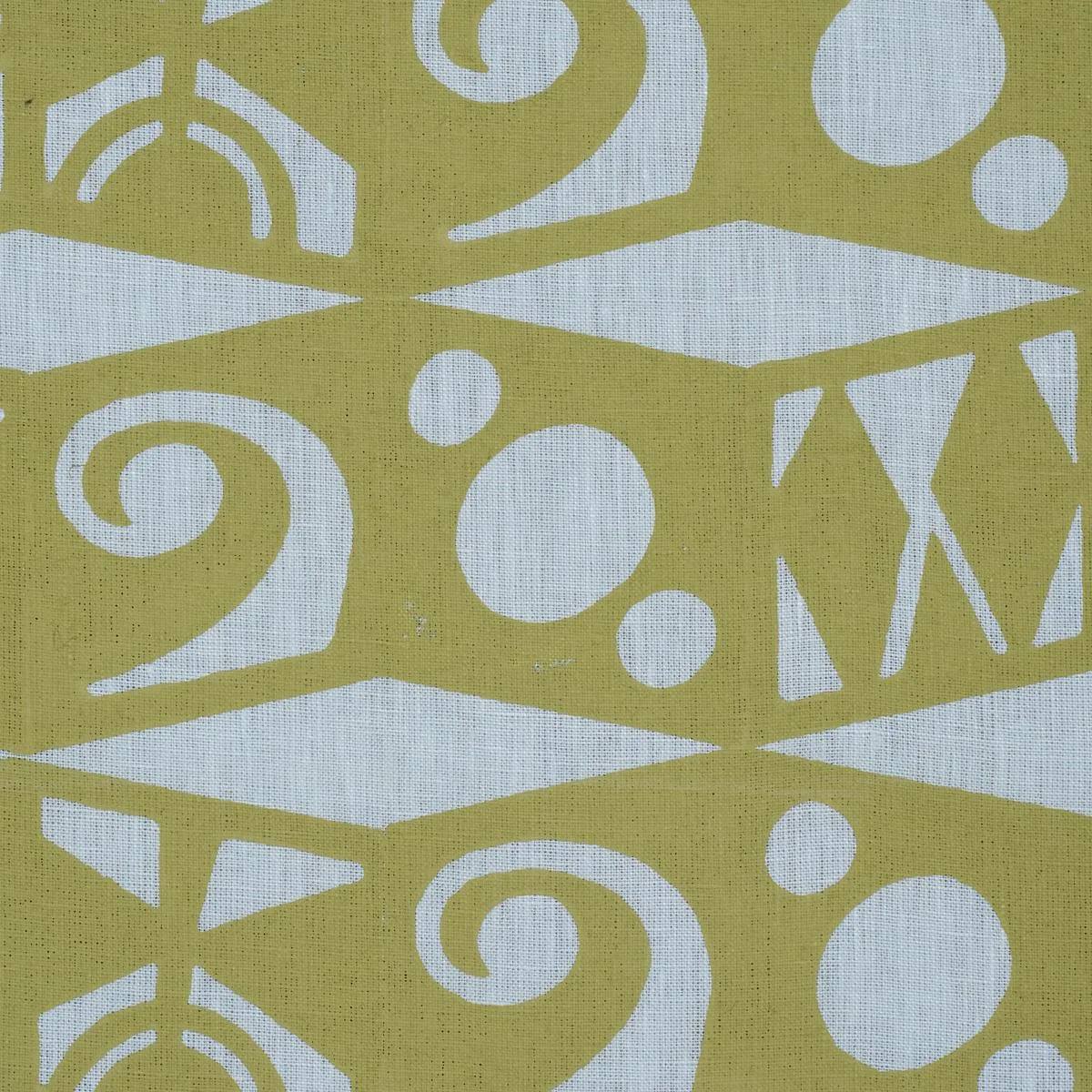 Schumacher 182762 Tarot Hand Block Sky & Green fabric swatch