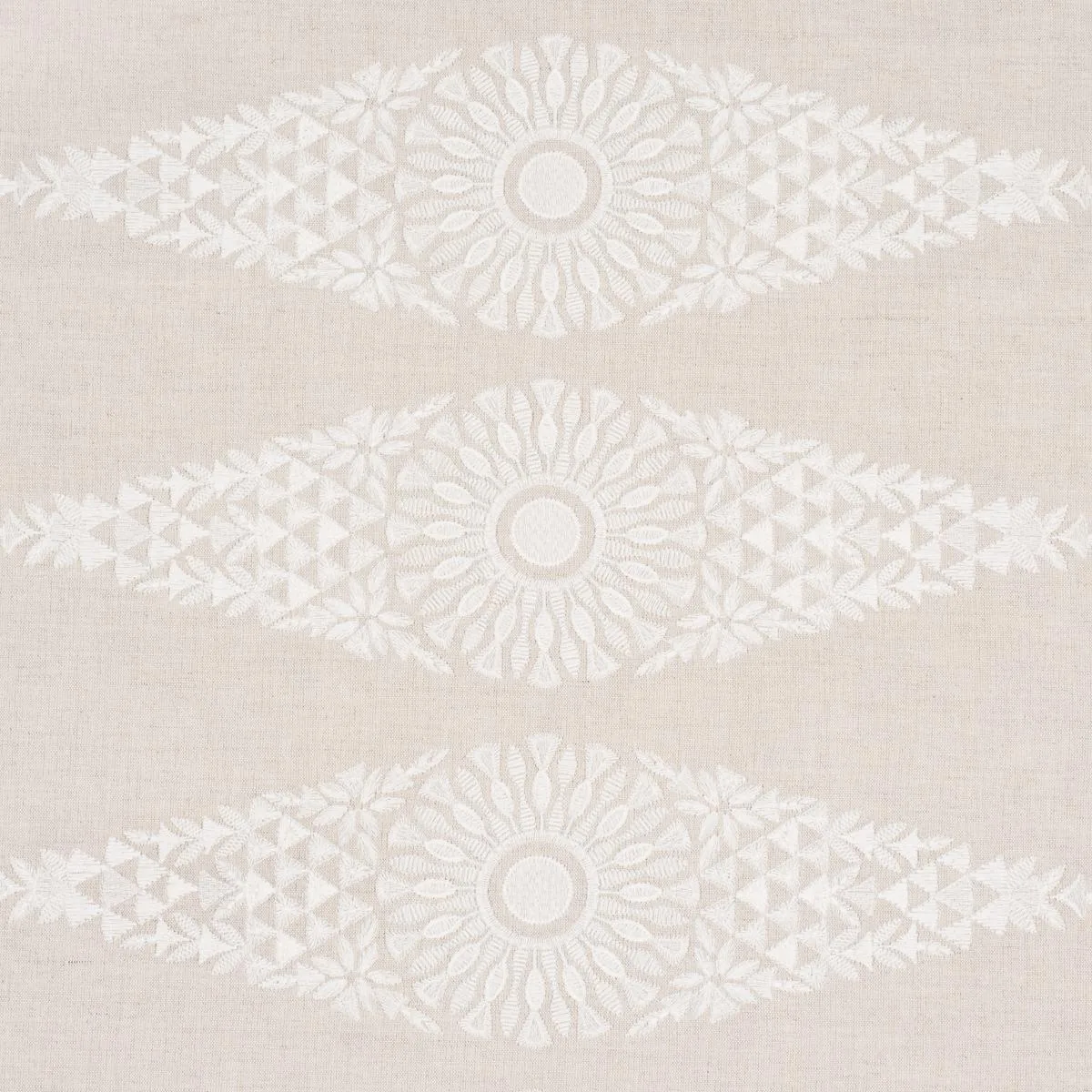Schumacher 85672 Tasmin Embroidery Natural fabric swatch