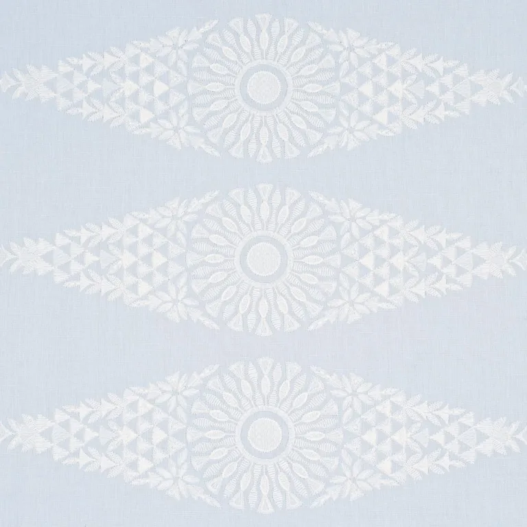 Schumacher 85671 Tasmin Embroidery Soft Blue fabric swatch