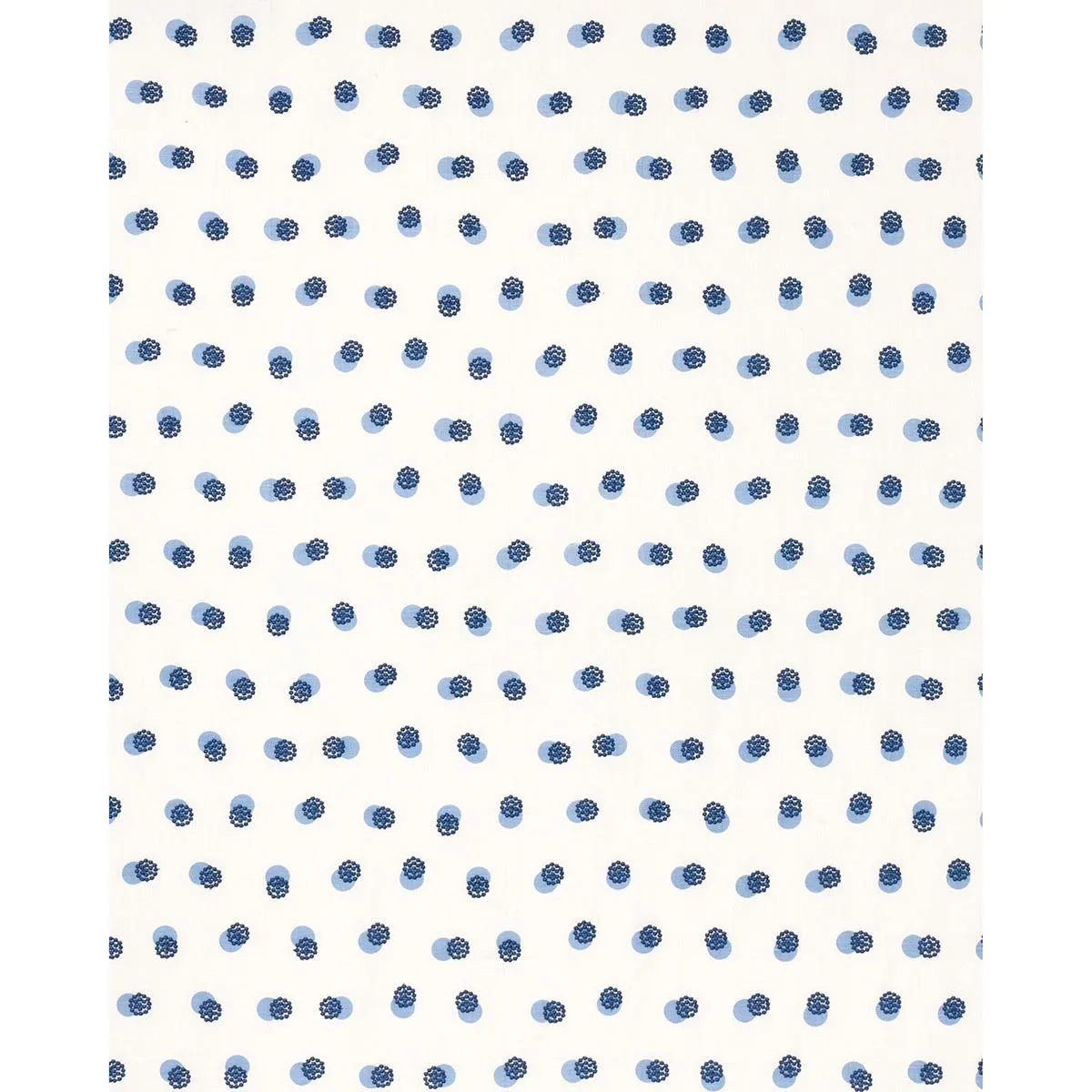 Schumacher 81841 Taylor Embroidery Blue On Ivory fabric swatch