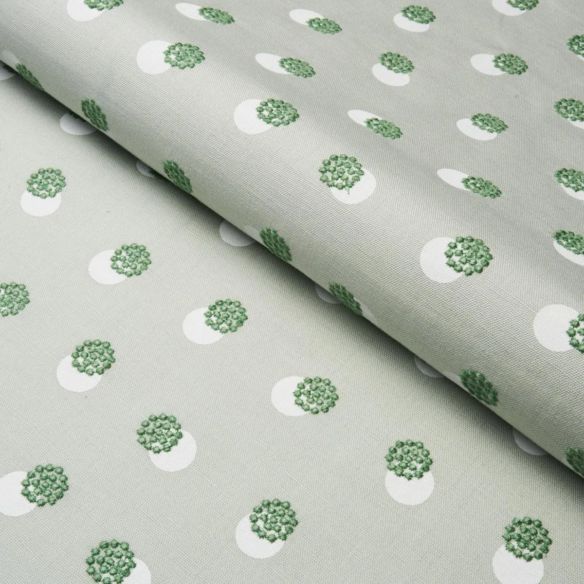 Schumacher 81842 Taylor Embroidery Green fabric swatch