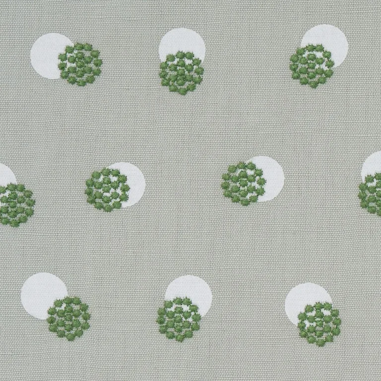 Schumacher 81842 Taylor Embroidery Green fabric swatch
