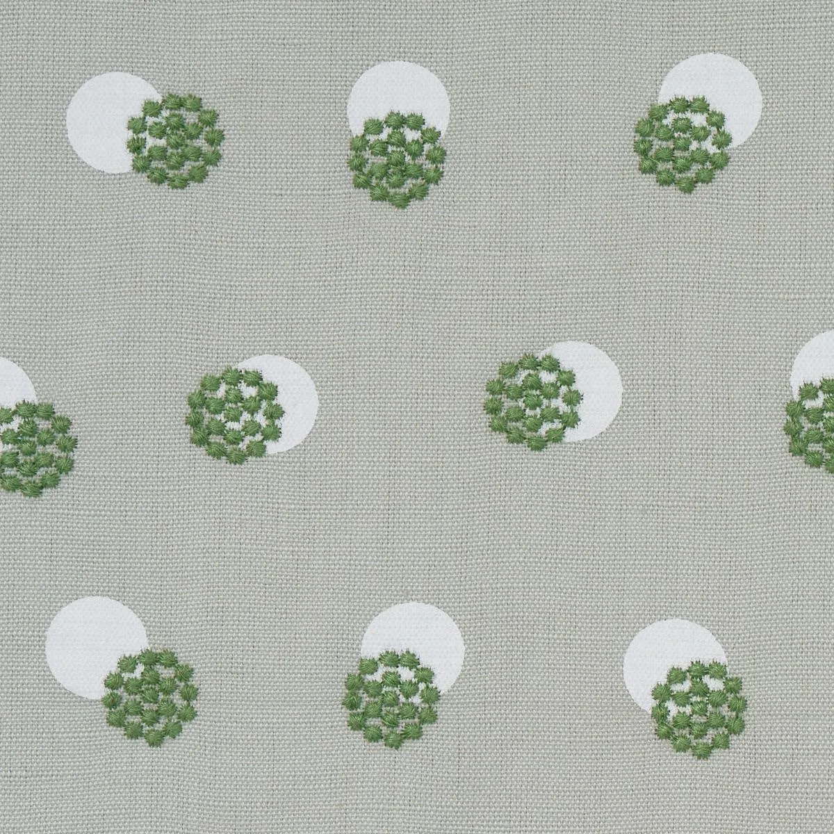 Schumacher 81842 Taylor Embroidery Green fabric swatch