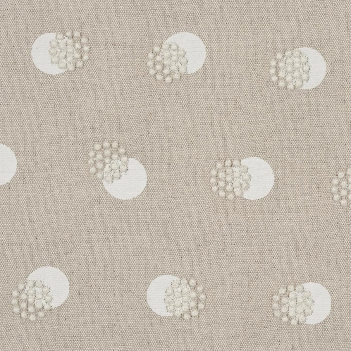 Schumacher 81840 Taylor Embroidery Ivory On Natural fabric swatch