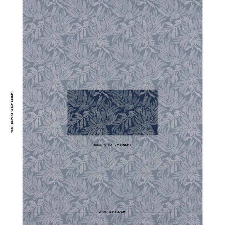 Schumacher 182592 Tayrona Palm Mosaic Pacific Ocean Hues fabric swatch