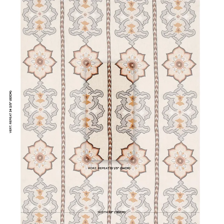 Schumacher 175182 Temara Hand-Embroidered Print Natural fabric swatch