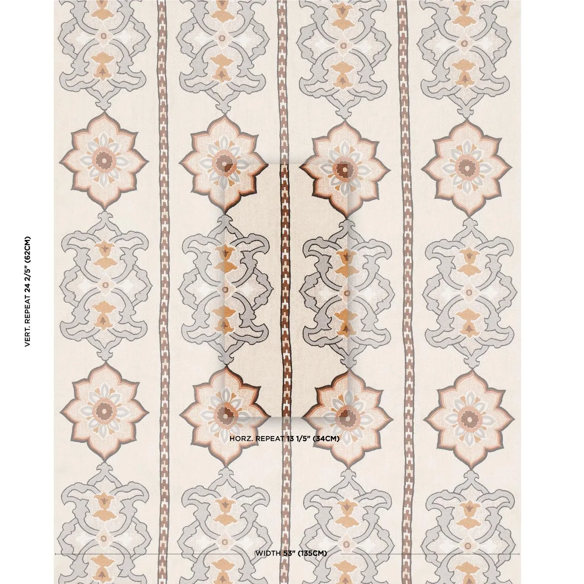 Schumacher 175182 Temara Hand-Embroidered Print Natural fabric swatch