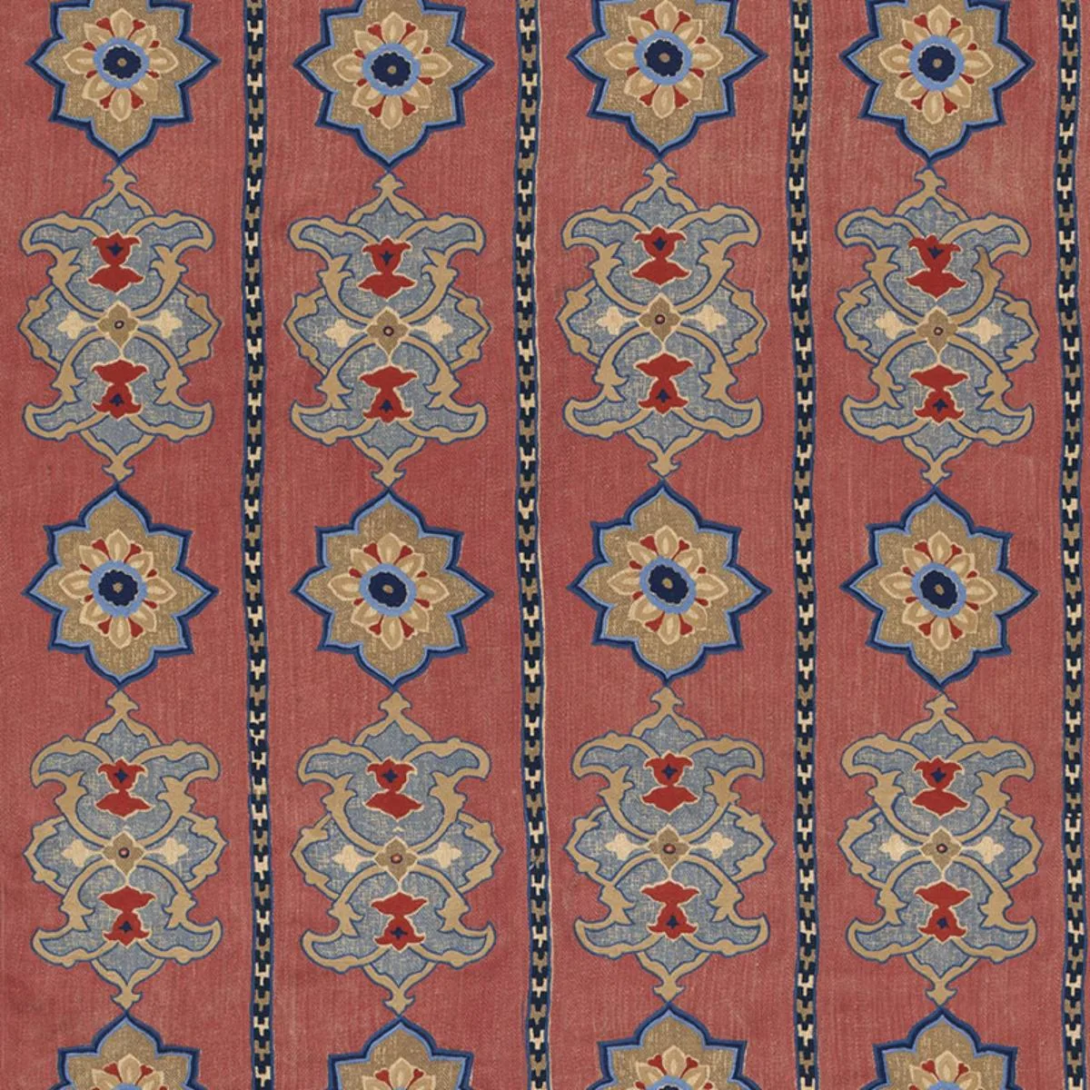 Schumacher 175180 Temara Hand-Embroidered Print Pomegranate fabric swatch