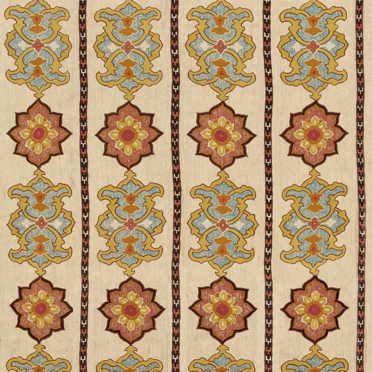 Schumacher 175181 Temara Hand-Embroidered Print Spice fabric swatch