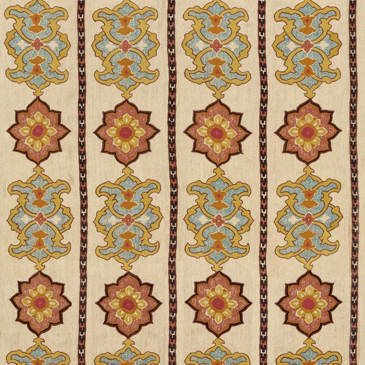 Schumacher 175181 Temara Hand-Embroidered Print Spice fabric swatch