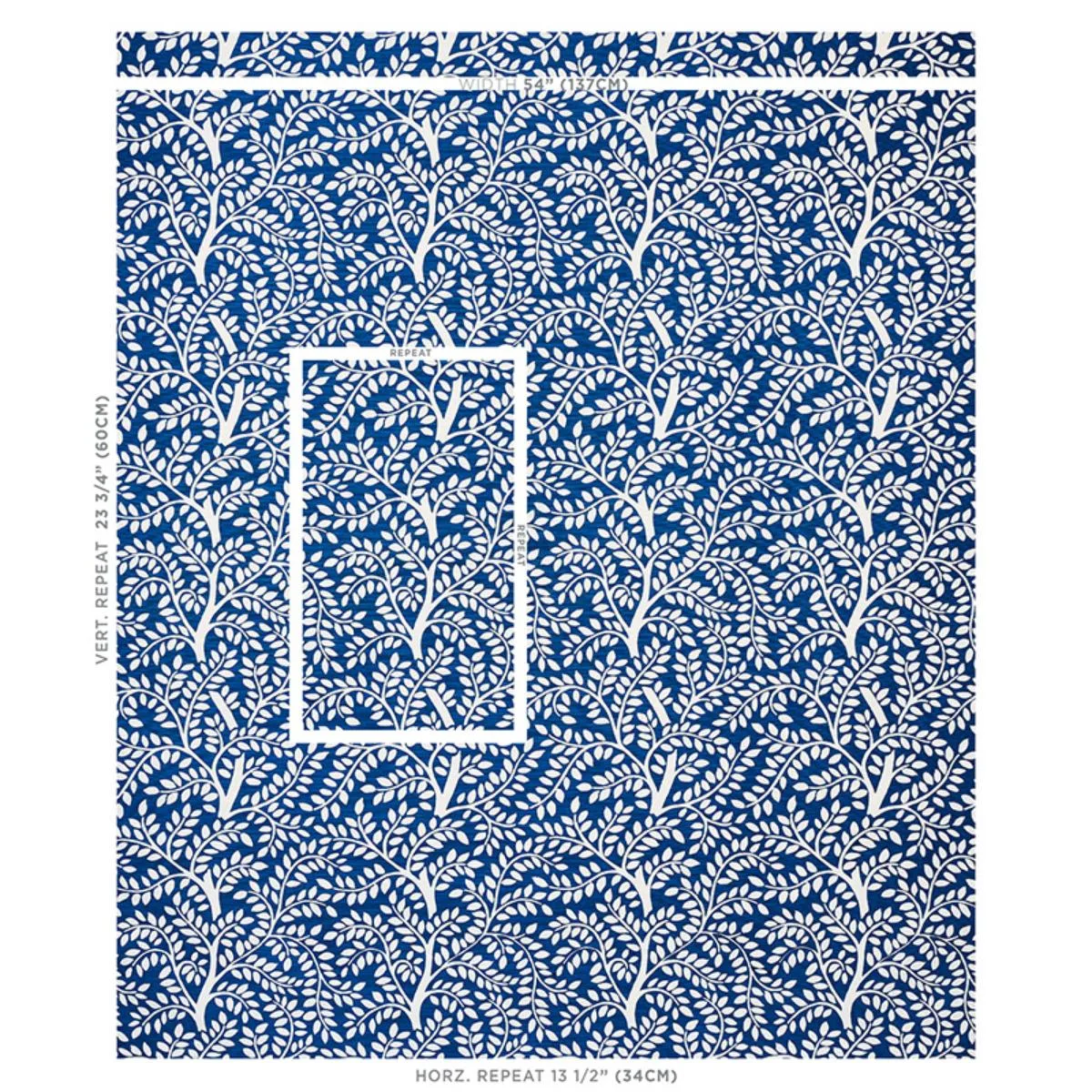 Schumacher 179500 Temple Garden Ii Blue fabric swatch