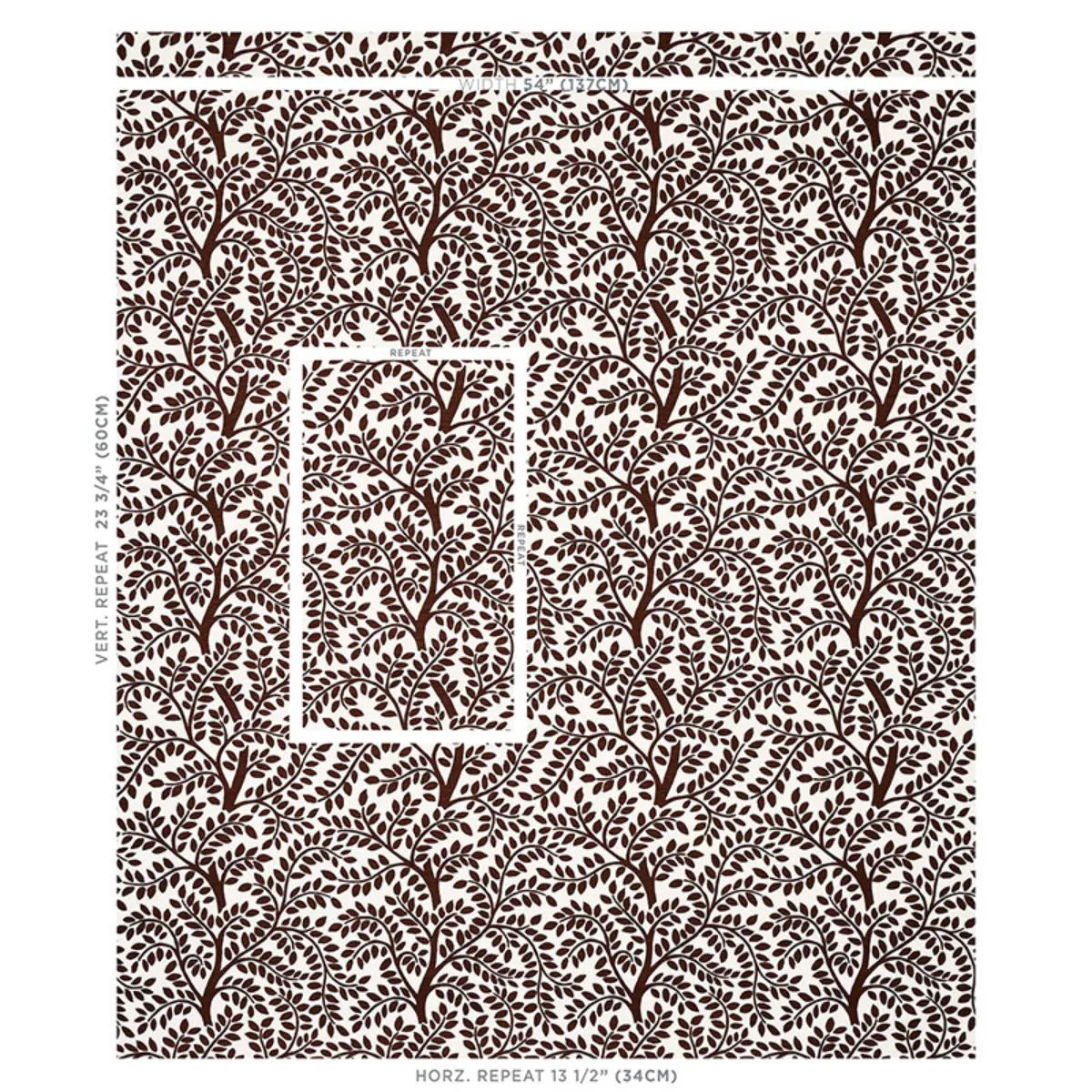 Schumacher 179502 Temple Garden Ii Brown fabric swatch