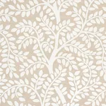 Schumacher 179504 Temple Garden Ii Ivory On Unbleached fabric swatch