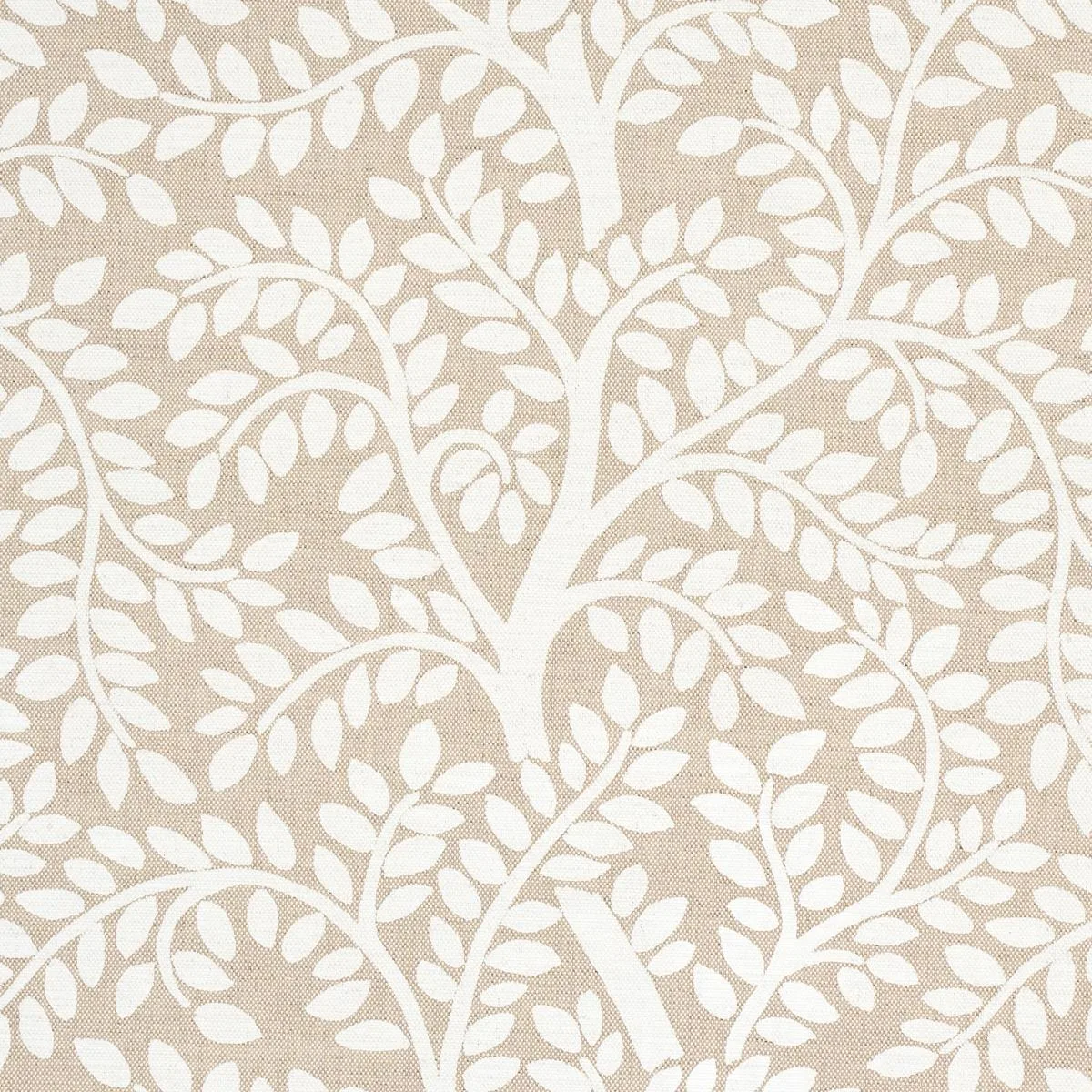 Schumacher 179504 Temple Garden Ii Ivory On Unbleached fabric swatch