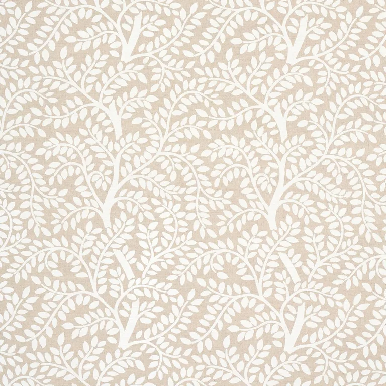 Schumacher 179504 Temple Garden Ii Ivory On Unbleached fabric swatch