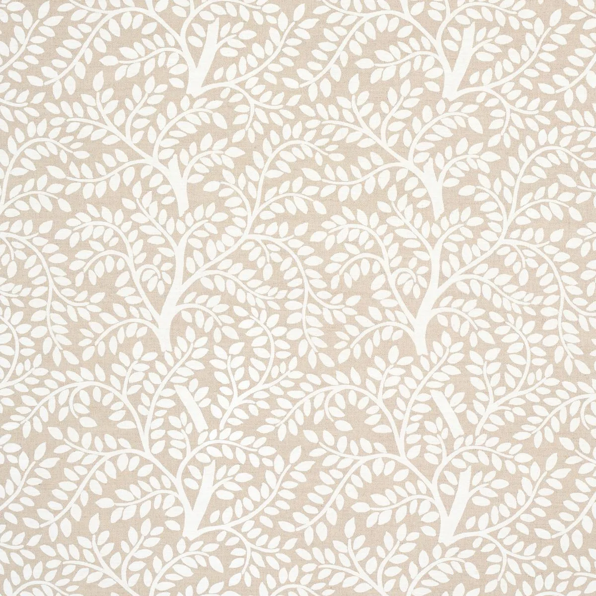 Schumacher 179504 Temple Garden Ii Ivory On Unbleached fabric swatch