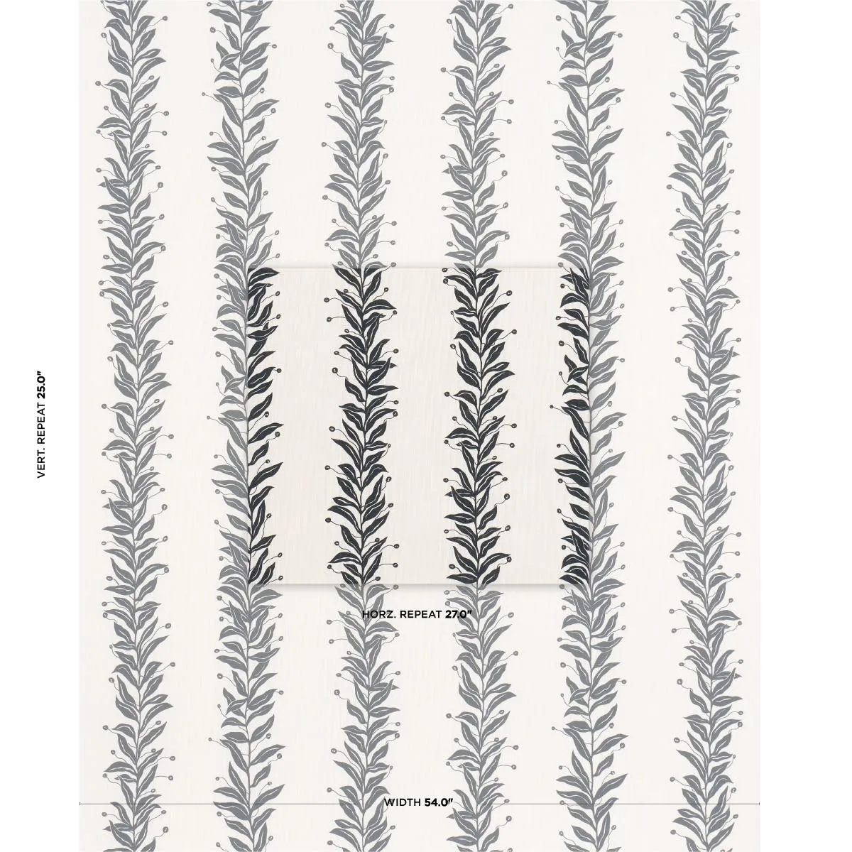 Schumacher 181671 Tendril Stripe Indoor/Outdoor Black & Cream fabric swatch