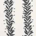Schumacher 181671 Tendril Stripe Indoor/Outdoor Black & Cream fabric swatch