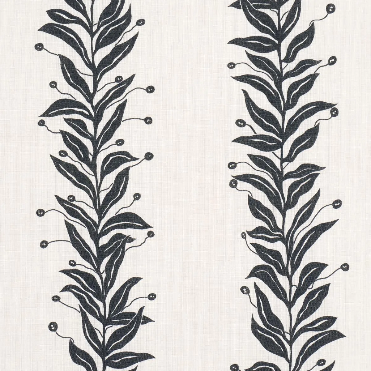 Schumacher 181671 Tendril Stripe Indoor/Outdoor Black & Cream fabric swatch