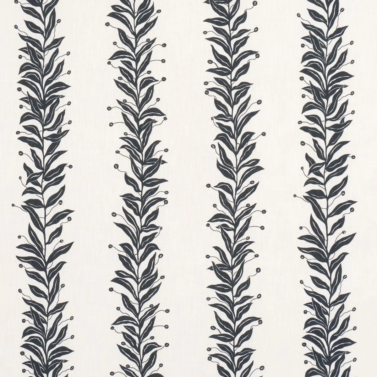 Schumacher 181671 Tendril Stripe Indoor/Outdoor Black & Cream fabric swatch