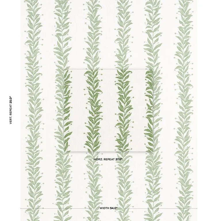 Schumacher 181672 Tendril Stripe Indoor/Outdoor Leaf fabric swatch