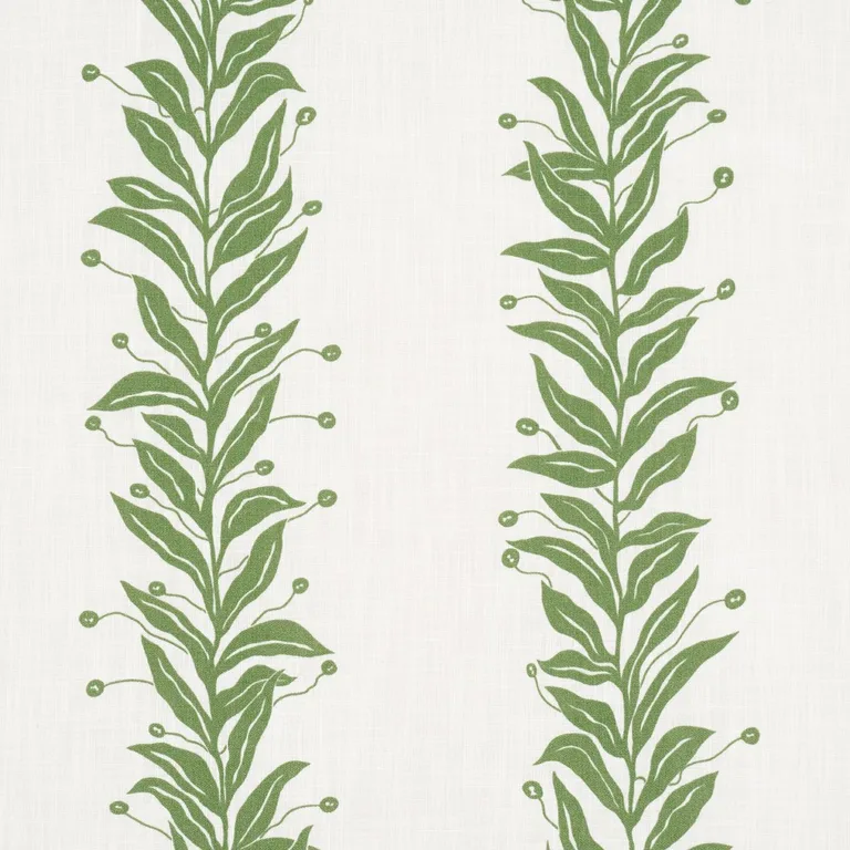 Schumacher 181672 Tendril Stripe Indoor/Outdoor Leaf fabric swatch