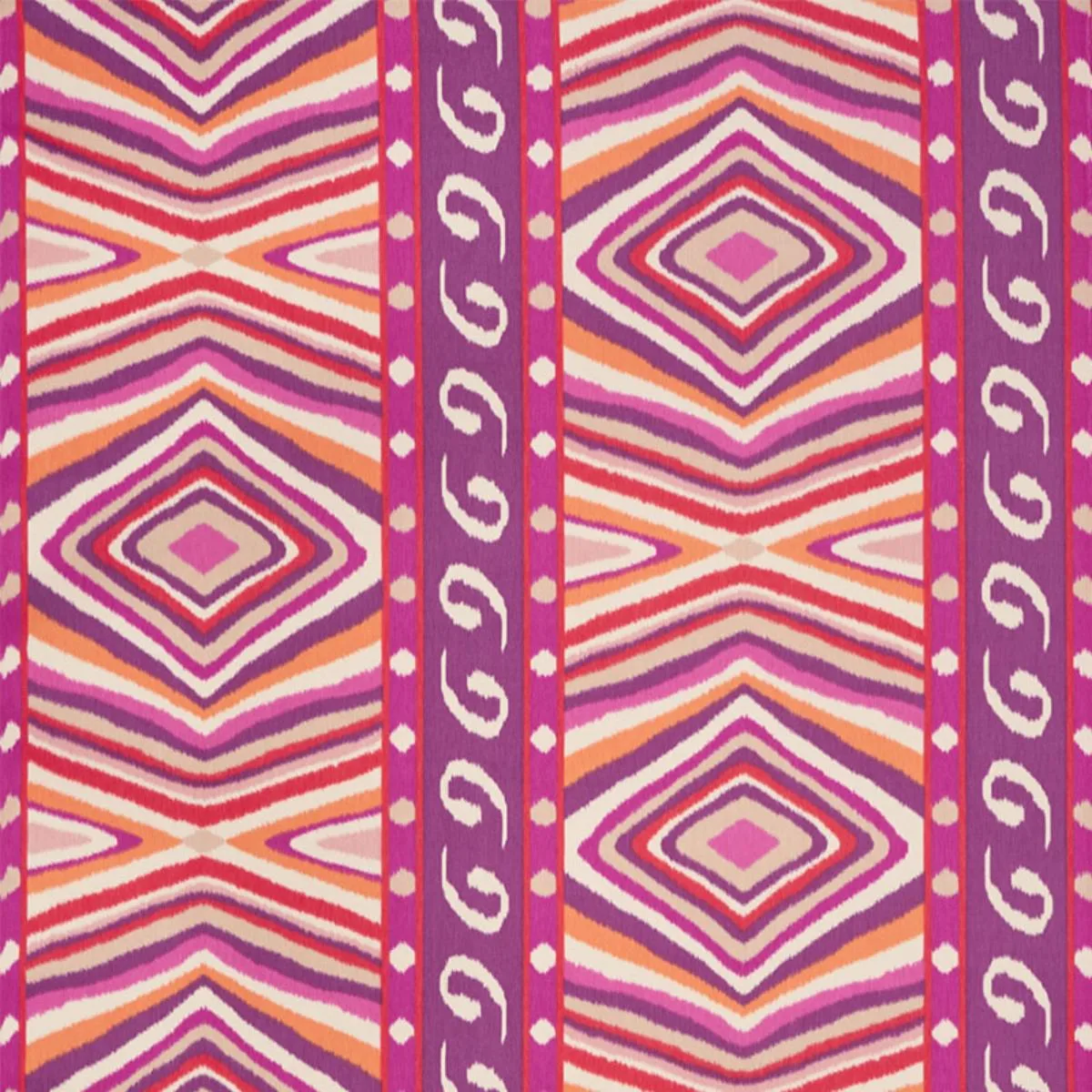 Schumacher 178581 Terence Ikat Magenta fabric swatch