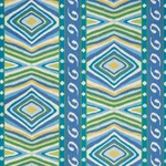 Schumacher 178582 Terence Ikat Peacock fabric swatch