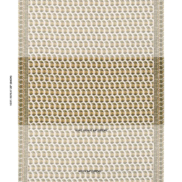 Schumacher 182062 Terry Ochre & Green fabric swatch