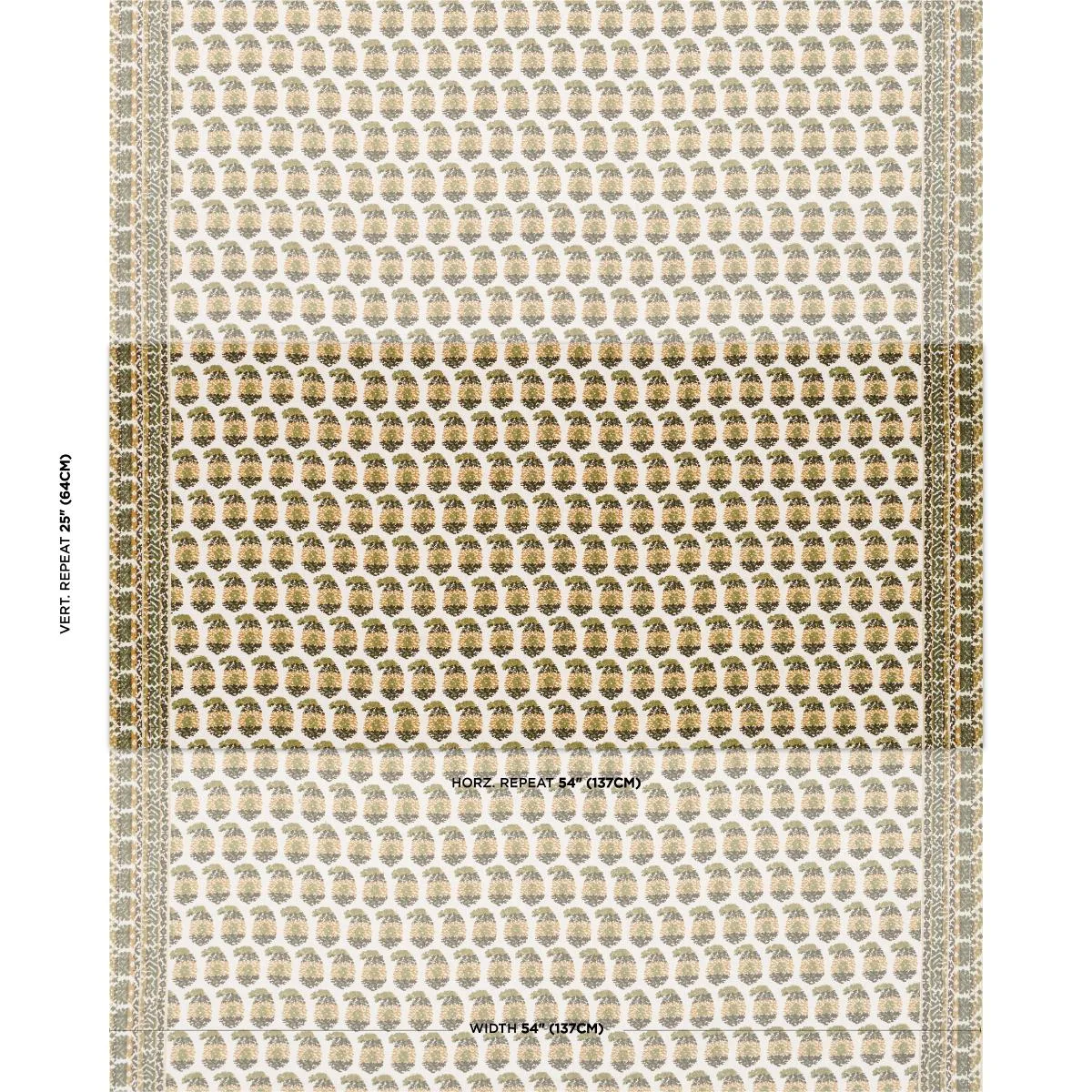 Schumacher 182062 Terry Ochre & Green fabric swatch