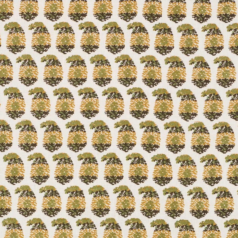 Schumacher 182062 Terry Ochre & Green fabric swatch