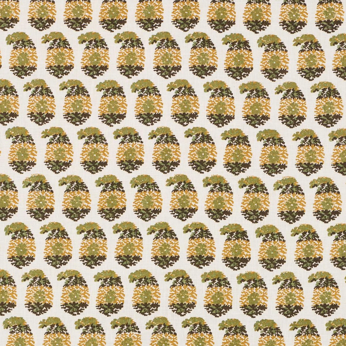 Schumacher 182062 Terry Ochre & Green fabric swatch