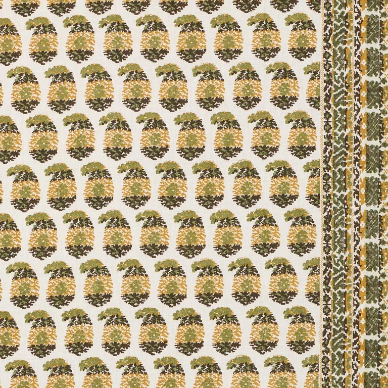 Schumacher 182062 Terry Ochre & Green fabric swatch