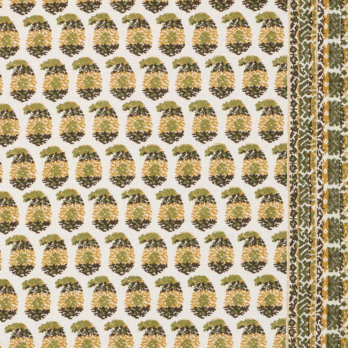 Schumacher 182062 Terry Ochre & Green fabric swatch