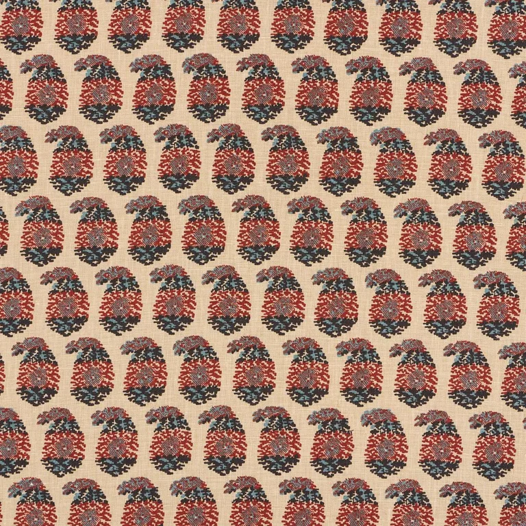 Schumacher 182061 Terry Red & Navy fabric swatch