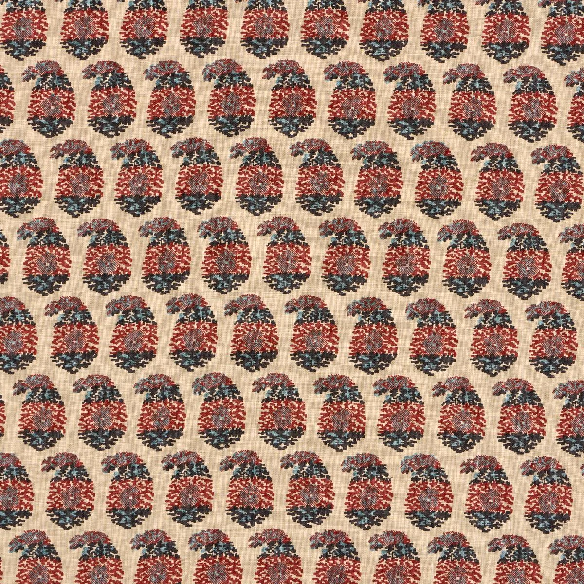 Schumacher 182061 Terry Red & Navy fabric swatch