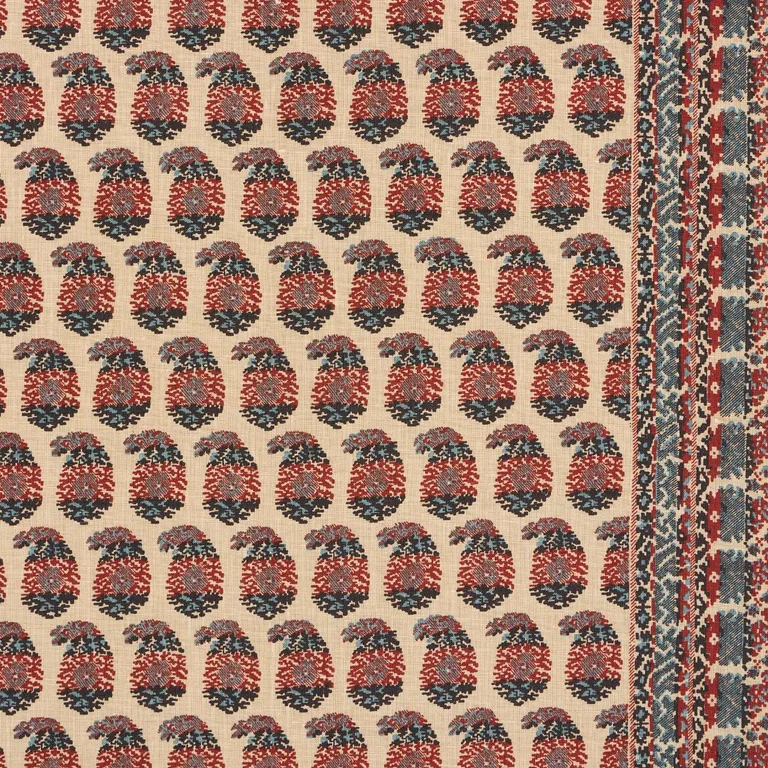 Schumacher 182061 Terry Red & Navy fabric swatch