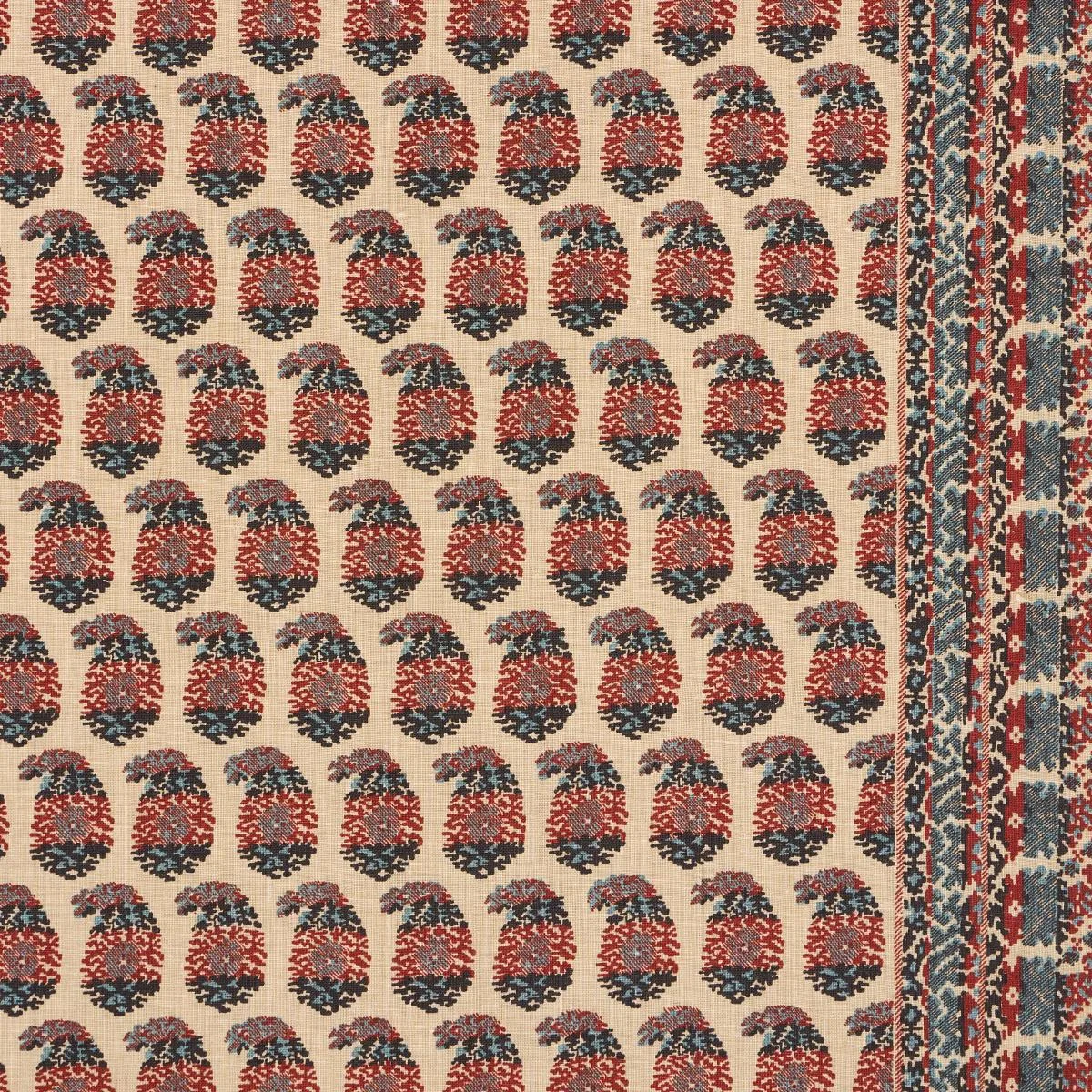 Schumacher 182061 Terry Red & Navy fabric swatch