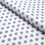 Schumacher 82121 Thandie Embroidery Blue On Ivory fabric swatch
