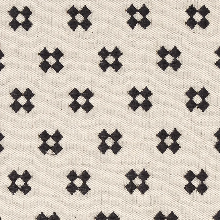 Schumacher 82120 Thandie Embroidery Carbon On Natural fabric swatch
