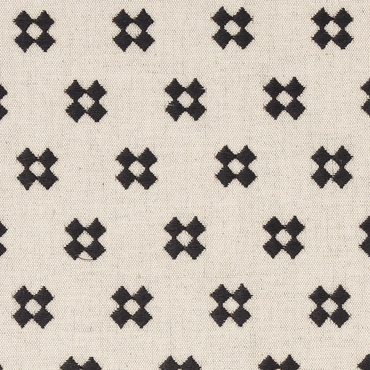 Schumacher 82120 Thandie Embroidery Carbon On Natural fabric swatch