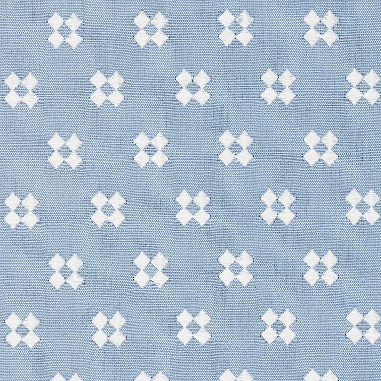Schumacher 82122 Thandie Embroidery Ivory On Chambray fabric swatch